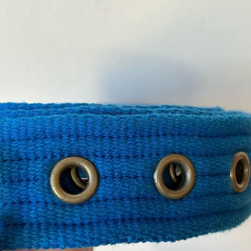 Free people Avril grommet leather woven belt cobalt blue S/M new